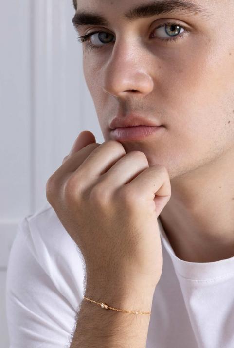 Infinite 0.15克拉圆形钻石玫瑰金链制男士手链 - Redline - 0++