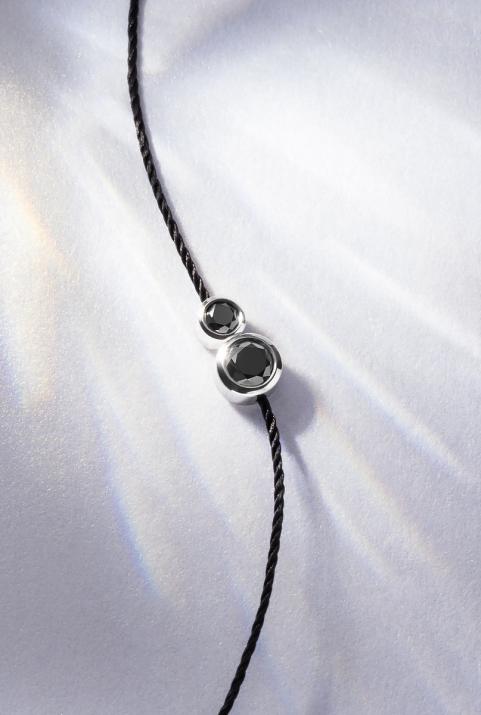 Infinite Kcolor 0.15克拉圆形黑钻白金绳制男士手链 - Redline - 0++