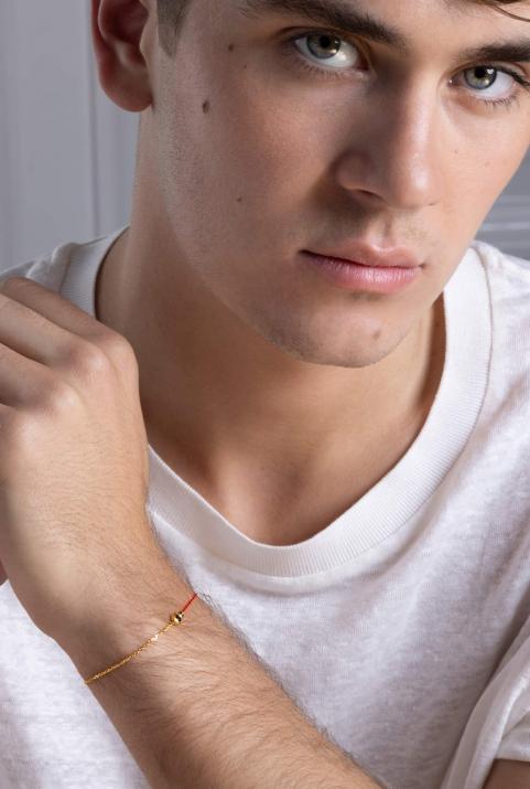 Infinite Kcolor 0.15克拉圆形黑钻黄金半绳半链男士手链 - Redline - 0++