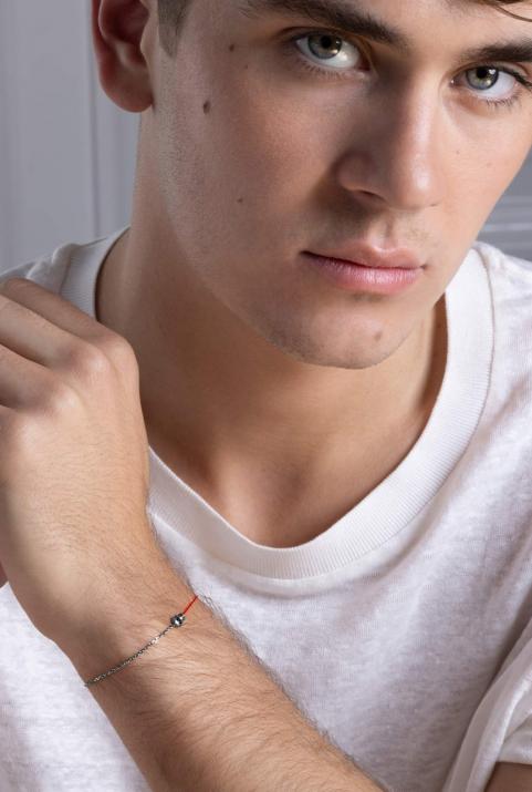 Infinite Kcolor 0.15克拉圆形黑钻黑金半绳半链男士手链 - Redline - 0++