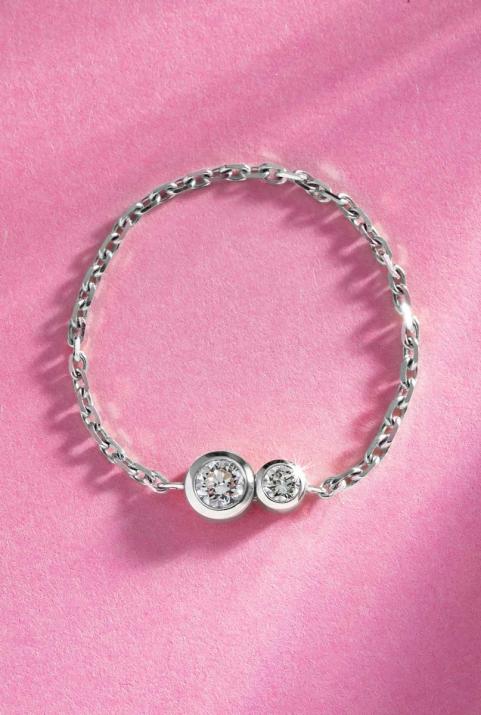 Infinite 0.15克拉圆形钻石白金链制戒指 - Redline - 0++