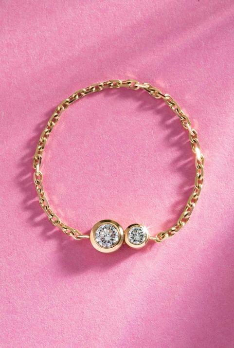 Infinite 0.15克拉圆形钻石黄金链制戒指 - Redline - 0++