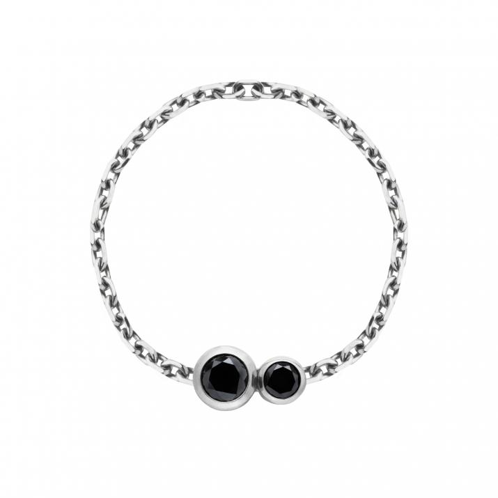 Infinite Kcolor 0.15克拉圆形黑钻白金链制戒指 - Redline