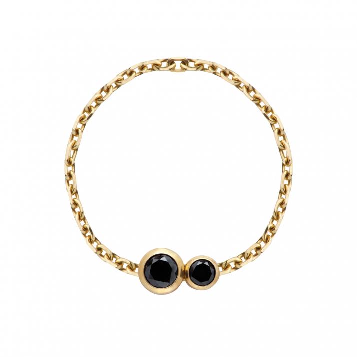 Infinite Kcolor 0.15克拉圆形黑钻黄金链制戒指 - Redline