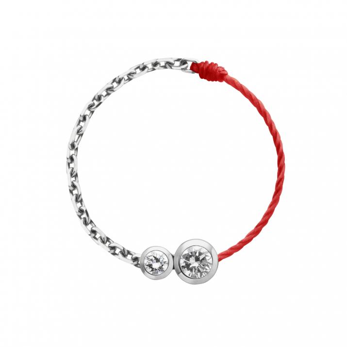 Infinite 0.15克拉圆形钻石白金绳制戒指 - Redline - 0++