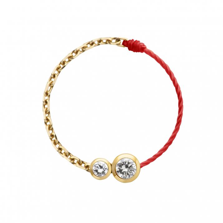 Infinite 0.15克拉圆形钻石黄金绳制戒指 - Redline - 0++