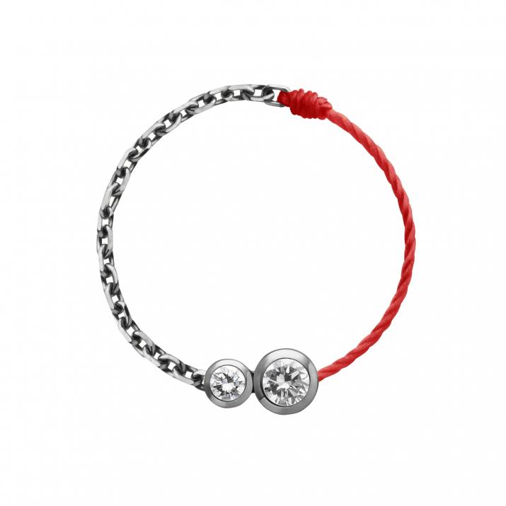 Infinite 0.15克拉圆形钻石黑金绳制戒指 - Redline - 0++