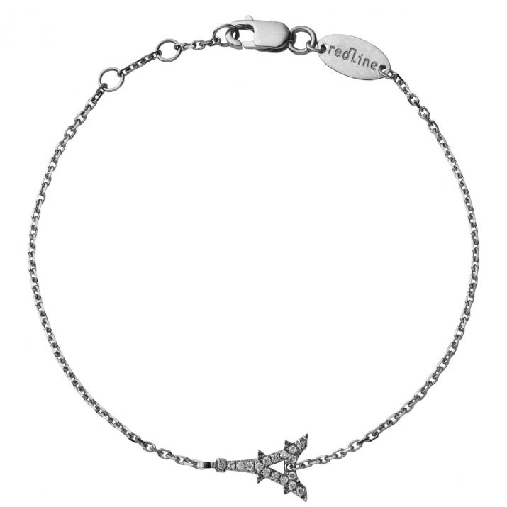 Mademoiselle Paris 0.05克拉巴黎铁塔圆形钻石黑金链制女士手链 - Redline