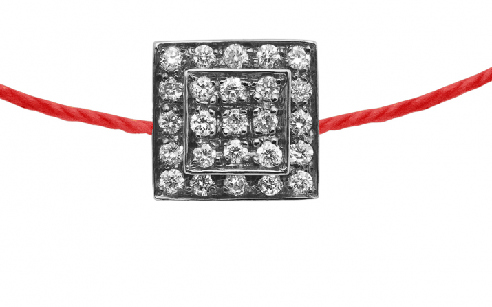 Carré 25 0.13克拉圆形钻石黑金绳制女士手链 - Redline - 0++