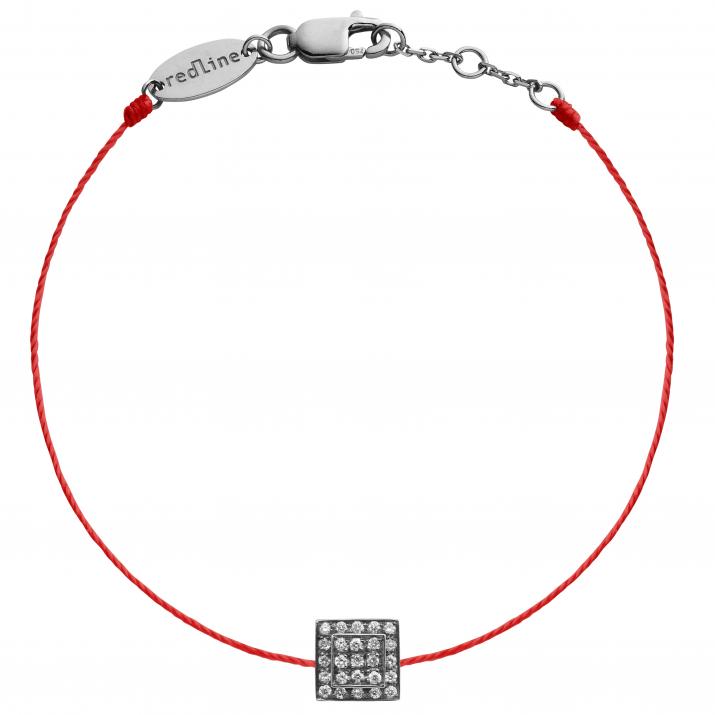 Carré 25 0.13克拉圆形钻石黑金绳制女士手链 - Redline - 0++