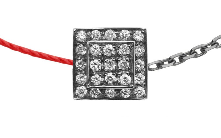 Carré 25 0.13克拉圆形钻石黑金半绳半链女士手链 - Redline - 0++