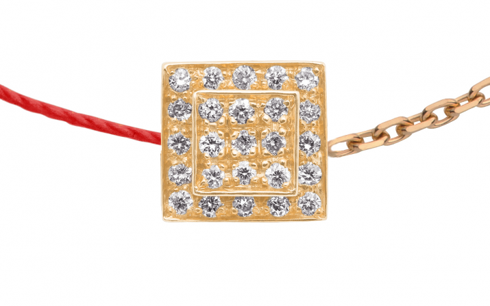 Carré 25 0.13克拉圆形钻石玫瑰金半绳半链女士手链 - Redline - 0++