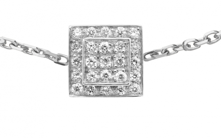 Carré 25 0.13克拉圆形钻石白金链制女士手链 - Redline - 0++