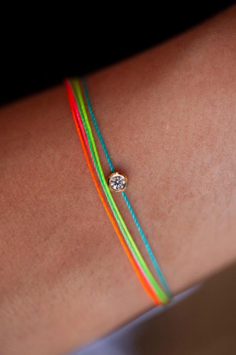 Pure Brodé 0.10克拉圆形钻石黄金多绳女士手链 - Redline - 0++