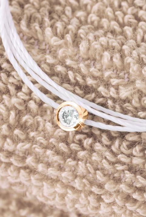 Pure Brodé 0.10克拉圆形钻石玫瑰金多绳女士手链 - Redline - 0++