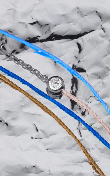 Pure Brodé 0.10克拉圆形钻石黑金多绳加链女士手链 - Redline - 0++