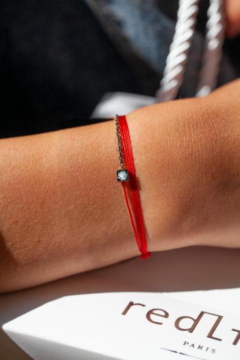 Cube Brodé 0.10克拉圆形钻石黑金多绳加链女士手链 - Redline - 0++