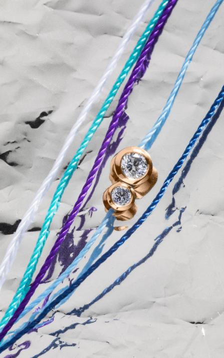 Infinite Brodé 0.15克拉圆形钻石玫瑰金多绳女士手链 - Redline - 0++