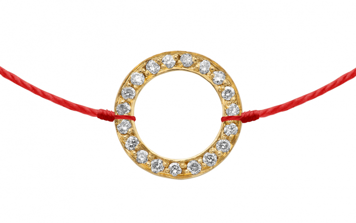 Mini Aurelange 0.10克拉圆形钻石黄金绳制女士手链 - Redline - 0++