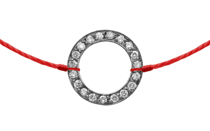 Mini Aurelange 0.10克拉圆形钻石黑金绳制女士手链 - Redline - 0++