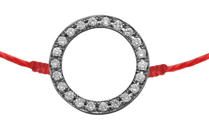 Aurelange 0.16克拉圆形钻石黑金绳制女士手链 - Redline - 0++