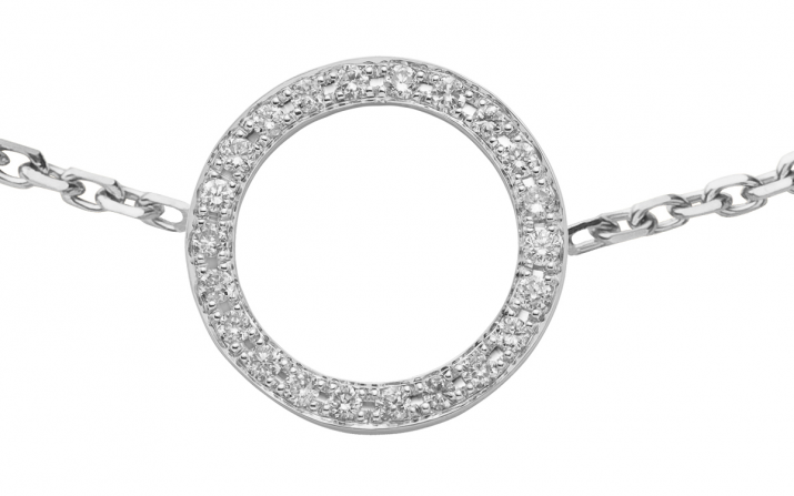 Aurelange 0.16克拉圆形钻石白金链制女士手链 - Redline - 0++