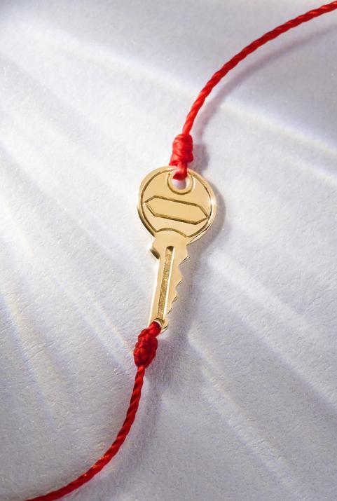 Clé 0.085克拉钥匙圆形钻石黄金绳制女士手链 - Redline - 0++