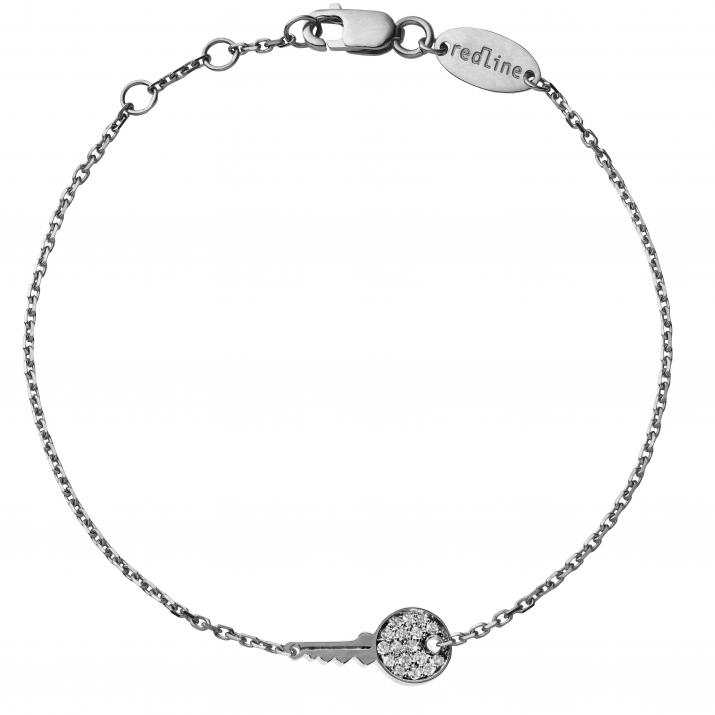 Clé 0.085克拉钥匙圆形钻石黑金链制女士手链 - Redline