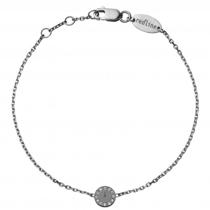 No Time 0.06克拉时钟圆形钻石黑金链制女士手链 - Redline