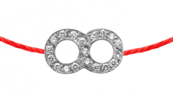 8 0.10克拉圆形钻石白金绳制女士手链 - Redline - 0++