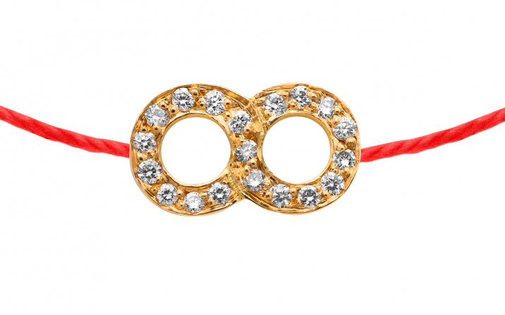 8 0.10克拉圆形钻石黄金绳制女士手链 - Redline - 0++