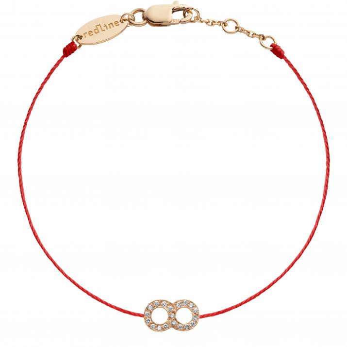 8 0.10克拉圆形钻石玫瑰金绳制女士手链 - Redline - 0++