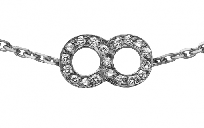 8 0.10克拉圆形钻石黑金链制女士手链 - Redline - 0++