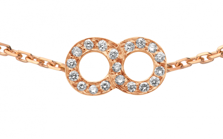 8 0.10克拉圆形钻石玫瑰金链制女士手链 - Redline - 0++