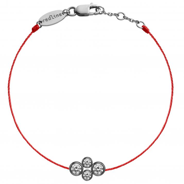 The Four 0.30克拉圆形钻石黑金绳制女士手链 - Redline - 0++