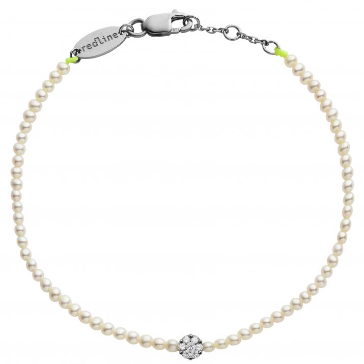 Diamond & Pearl Illusion 0.05克拉圆形钻石黑金绳制女士手链 - Redline - 0++