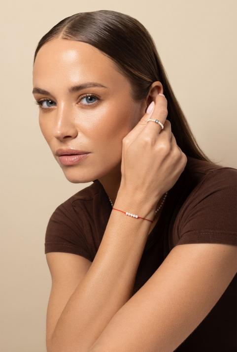 Diamond & Pearl Pure (S) 0.10克拉圆形钻石黑金绳制戒指 - Redline - 0++