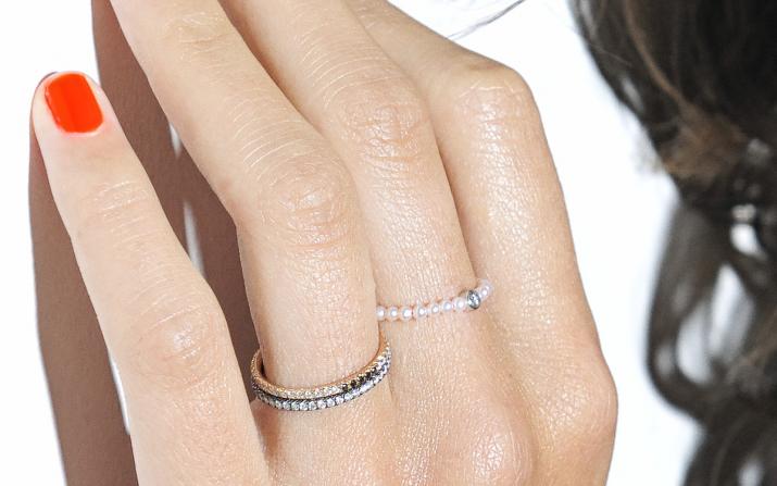 Diamond & Pearl Bb Pure 0.05克拉圆形钻石玫瑰金绳制戒指 - Redline - 0++