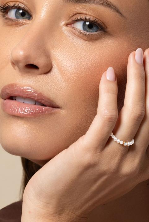 Diamond & Pearl Bb Pure 0.05克拉圆形钻石玫瑰金绳制戒指 - Redline - 0++