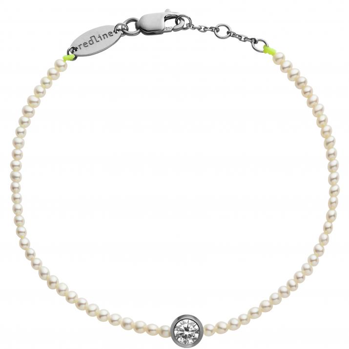 Diamond & Pearl So Pure (S) 0.20克拉圆形钻石黑金绳制女士手链 - Redline - 0++