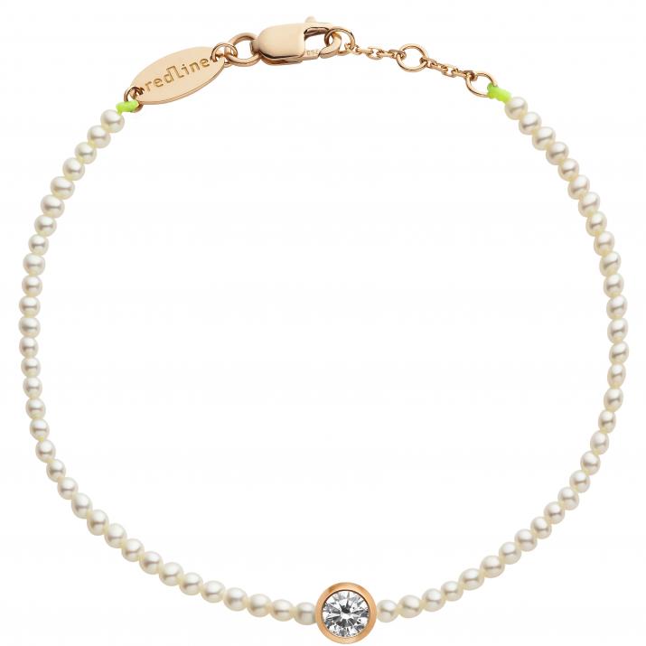 Diamond & Pearl So Pure (S) 0.20克拉圆形钻石玫瑰金绳制女士手链 - Redline - 0++