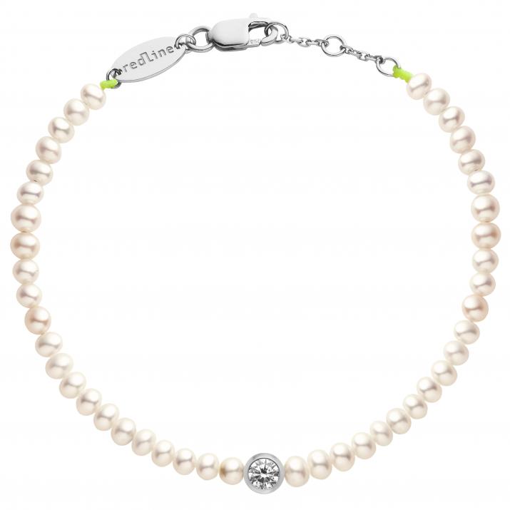 Diamond & Pearl Pure (M) 0.10克拉圆形钻石白金绳制女士手链 - Redline - 0++