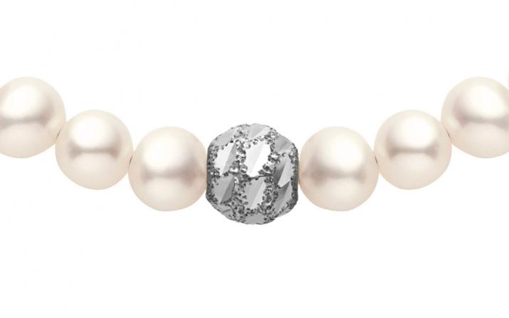 白金珍珠和金属球手链 - Redline - 0++