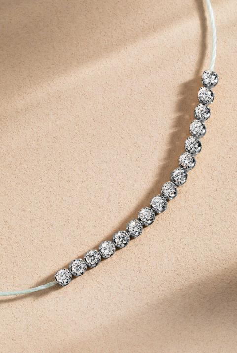 Marilyn 0.29克拉圆形钻石黑金绳制女士手链 - Redline - 0++