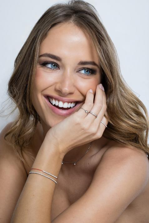 Marilyn 0.29克拉圆形钻石黑金绳制女士手链 - Redline - 0++