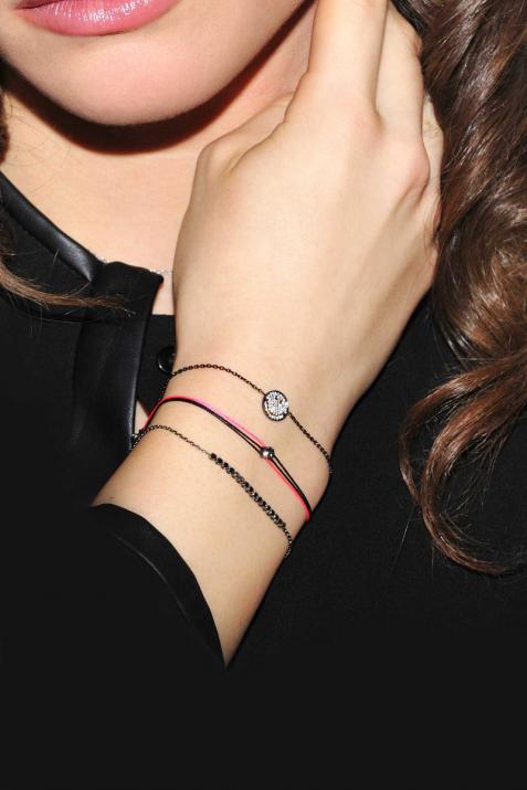 Marilyn Kcolor 0.30克拉圆形黑钻黑金链制女士手链 - Redline - 0++