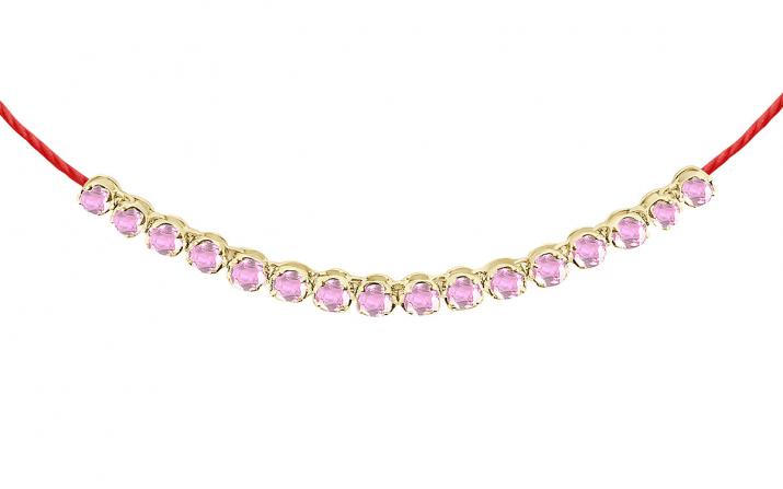 0.29克拉黄金爪形钩镶粉钻手绳 - Redline - 0++