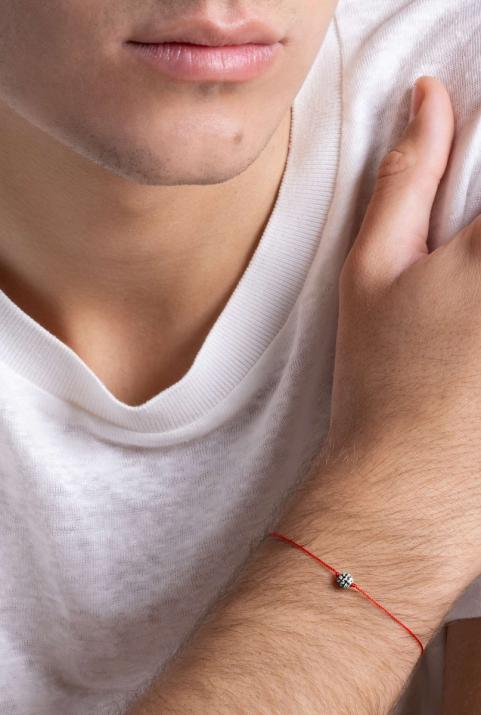 Pompon Kcolor 0.21克拉圆形黑钻白金绳制男士手链 - Redline - 0++