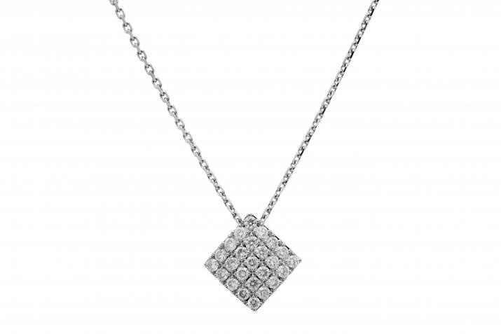 0.54克拉镶钻菱形白金项链 - Redline