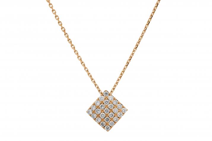 0.54克拉镶钻菱形玫瑰金项链 - Redline